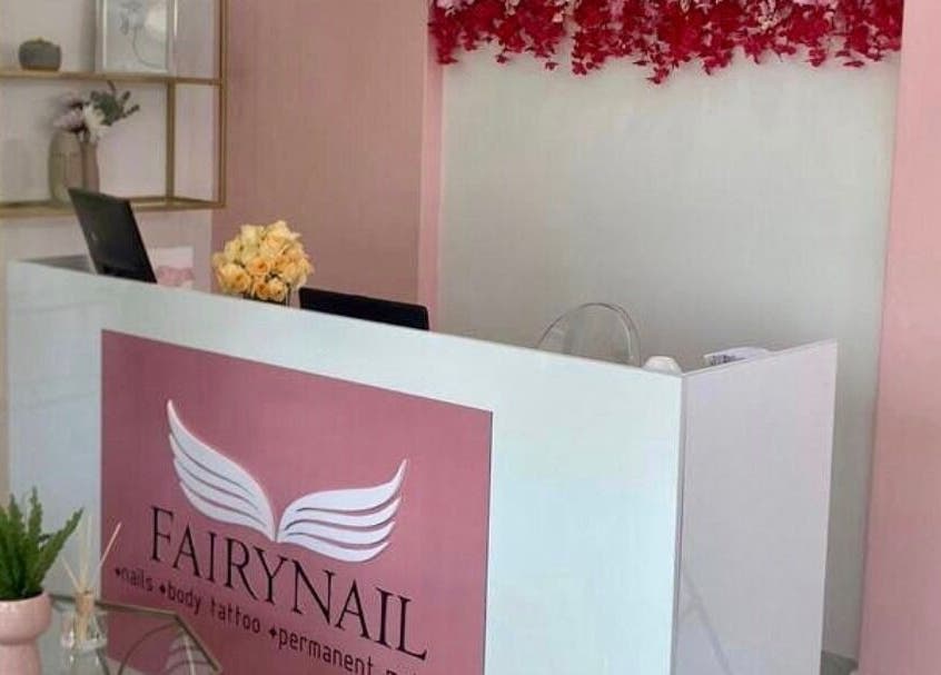 Reception area at XO' Beauty by Micaela, Johannesburg, Gauteng, ZA, with stylish decor and elegant desk.