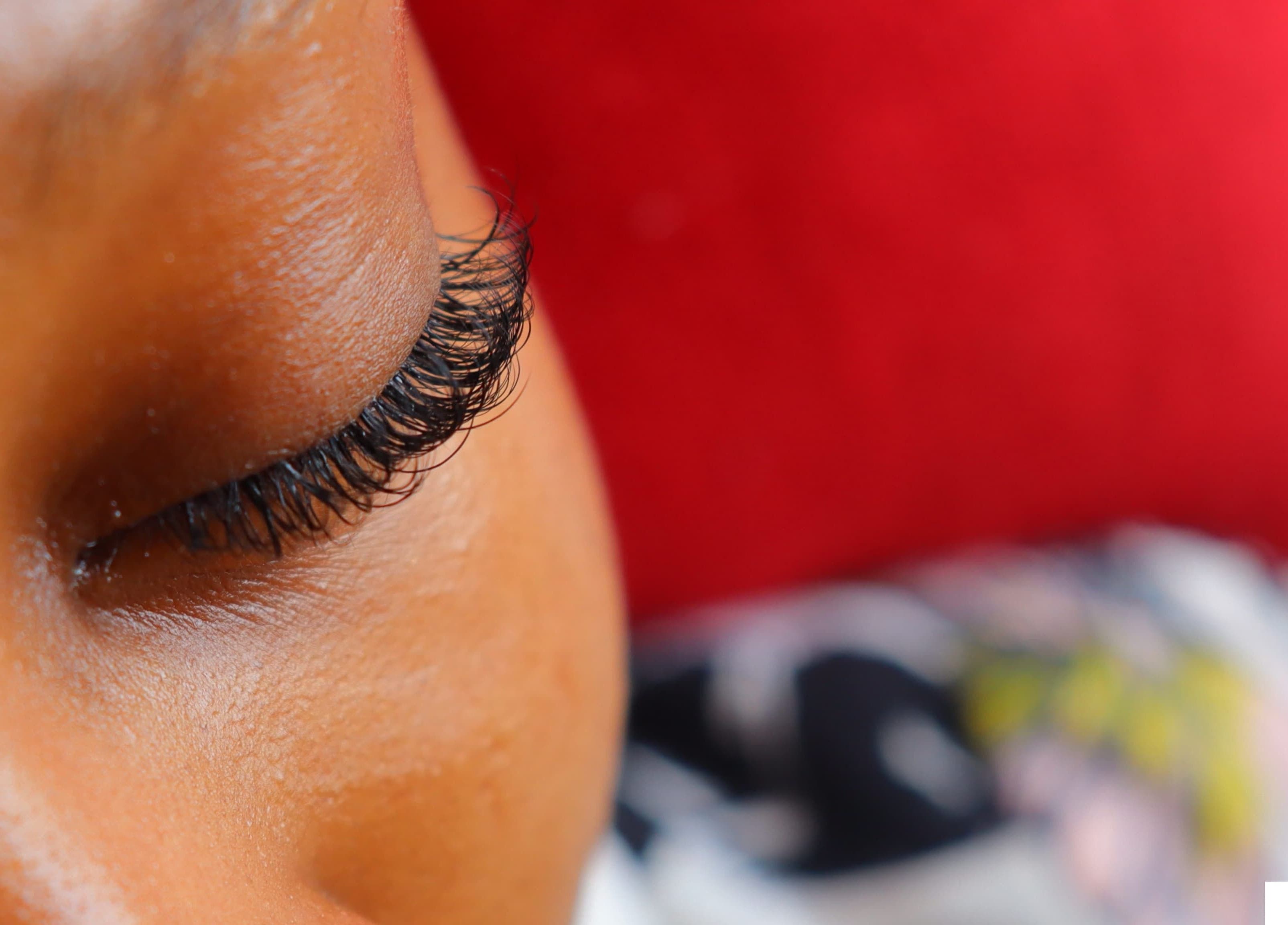 Close-up of eyelash extension at GODDIES BROW AND LASH STUDIO, Randburg, Gauteng, ZA.