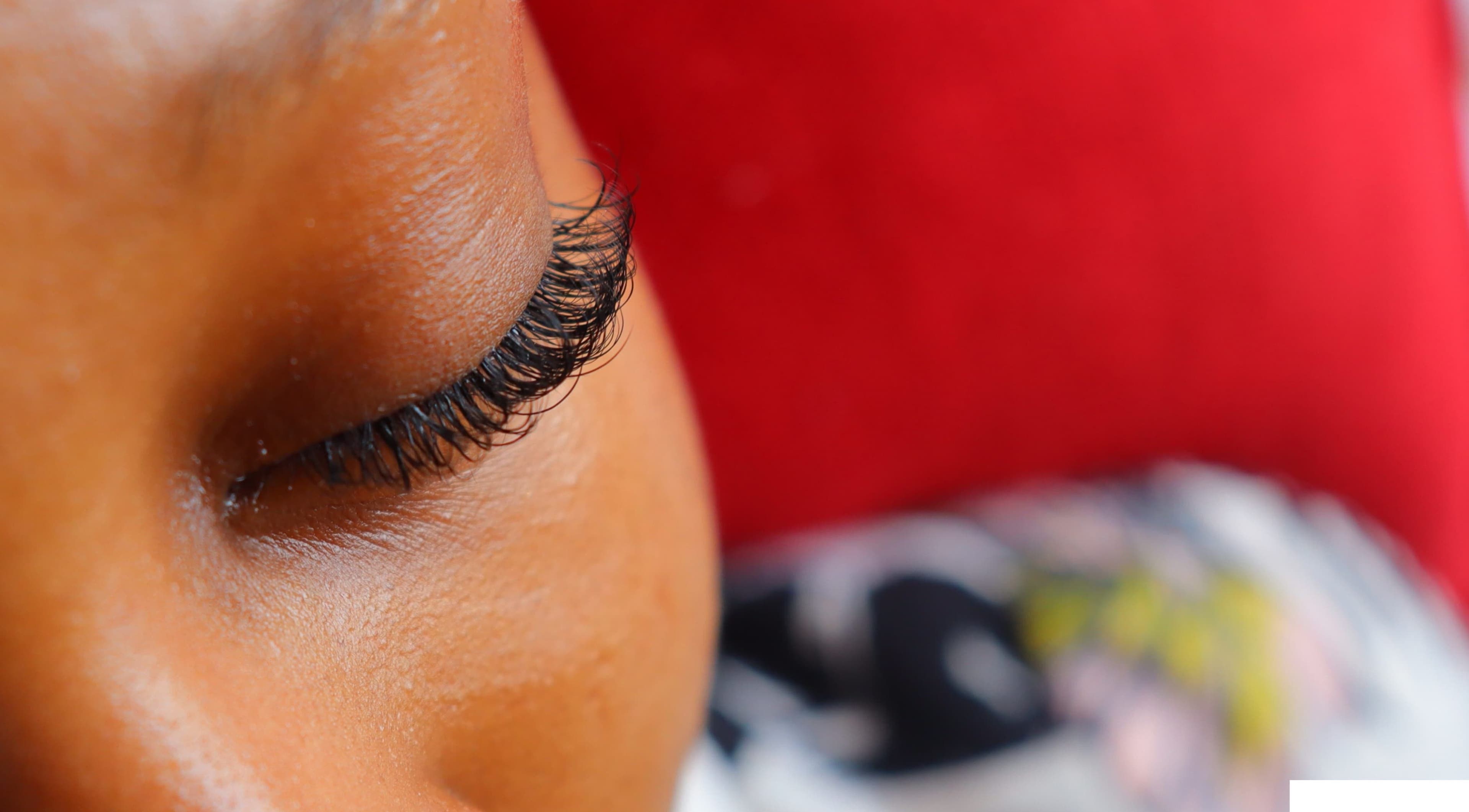 Close-up of eyelash extension at GODDIES BROW AND LASH STUDIO, Randburg, Gauteng, ZA.