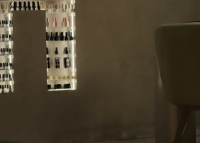 Elegant nail polish display at Double H Salon & Spa, Hail, Hail Province, SA, showcasing a variety of colors.