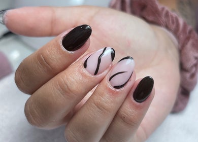 Chic black and pink nail art at Nails by Joana, Lisboa, Lisboa, PT.