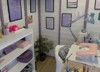 Nikki Nailed It nail salon workspace in Hazel Grove, England, GB showcasing stylish decor and nail care tools.
