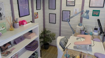 Nikki Nailed It nail salon workspace in Hazel Grove, England, GB showcasing stylish decor and nail care tools.