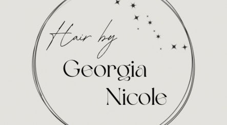 Stylish logo of Hair by Georgia Nicole, Sandbach, England, GB with elegant stars and script font.