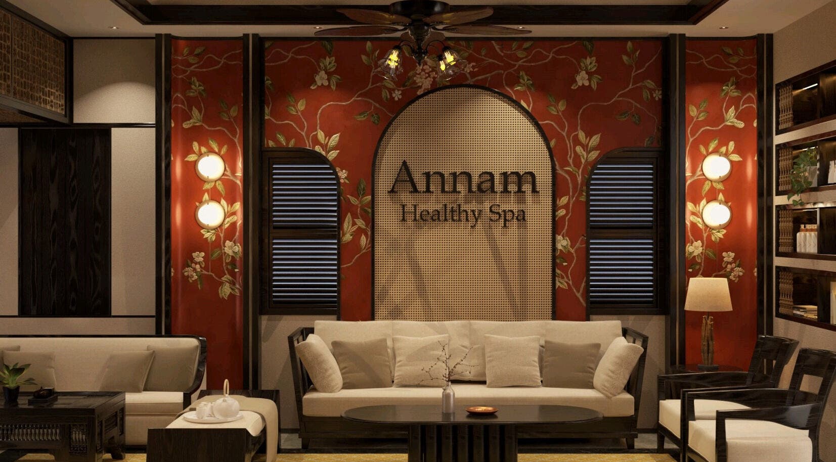 Relaxing seating area at Annam Healthy Spa & Massage in Đà Nẵng, Đà Nẵng, VN with elegant decor.