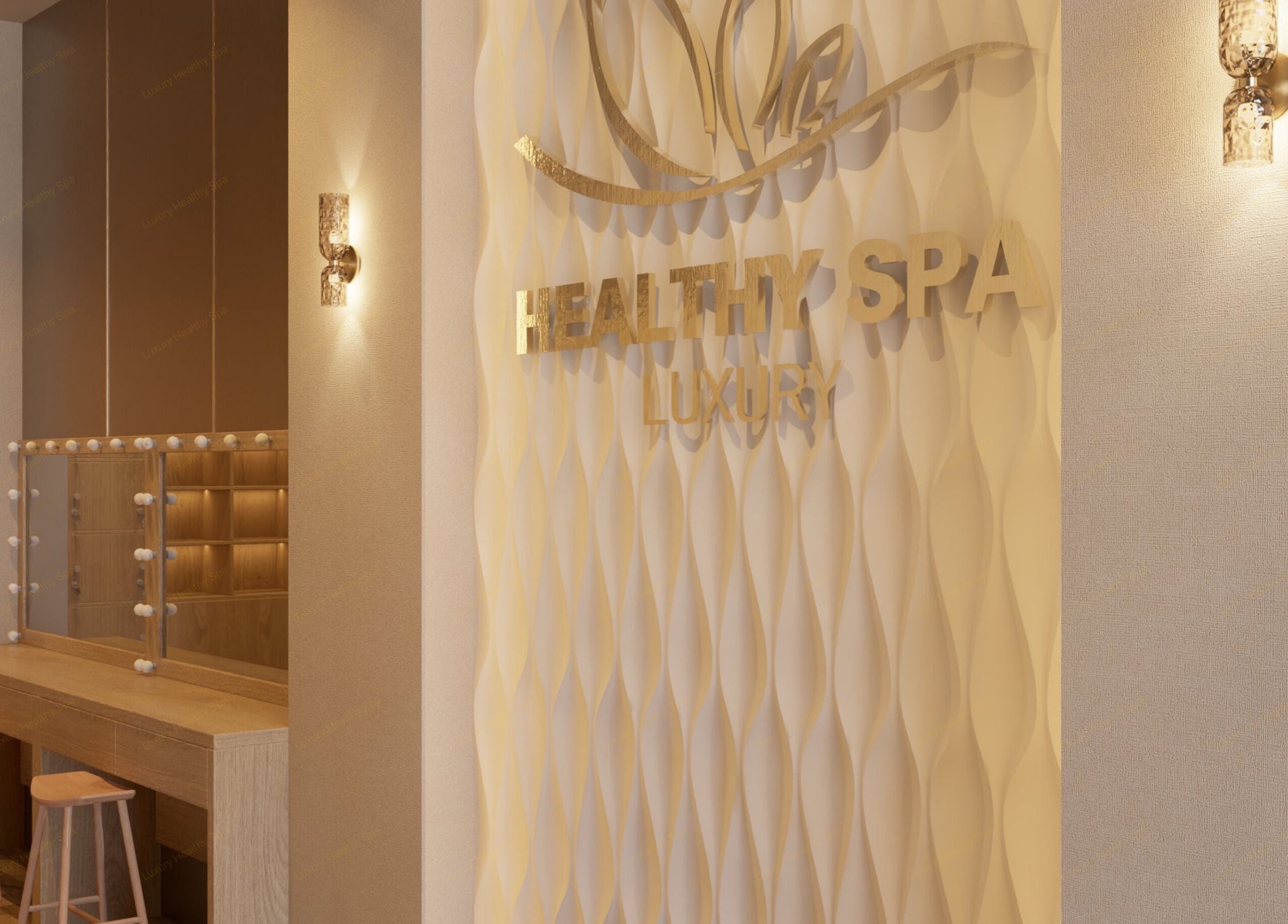 Elegant interior of Luxury Healthy Spa & Massage with warm lighting in Đà Nẵng, Đà Nẵng, VN.