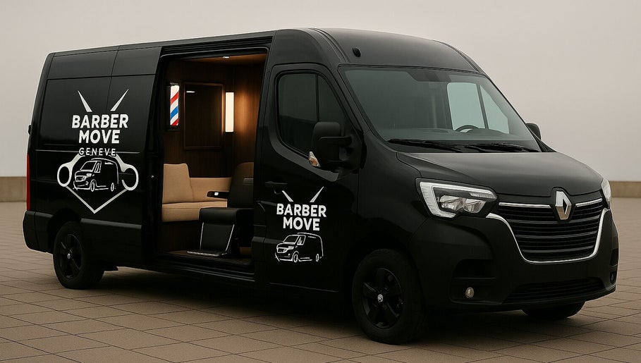 Salon mobile affluent de Barber Move à Genf, Genf, CH, offrant des services de coiffure haute qualité.