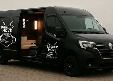 Salon mobile affluent de Barber Move à Genf, Genf, CH, offrant des services de coiffure haute qualité.