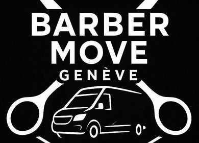 Logo de Barber Move avec des ciseaux et un van à Genf, Genf, CH.