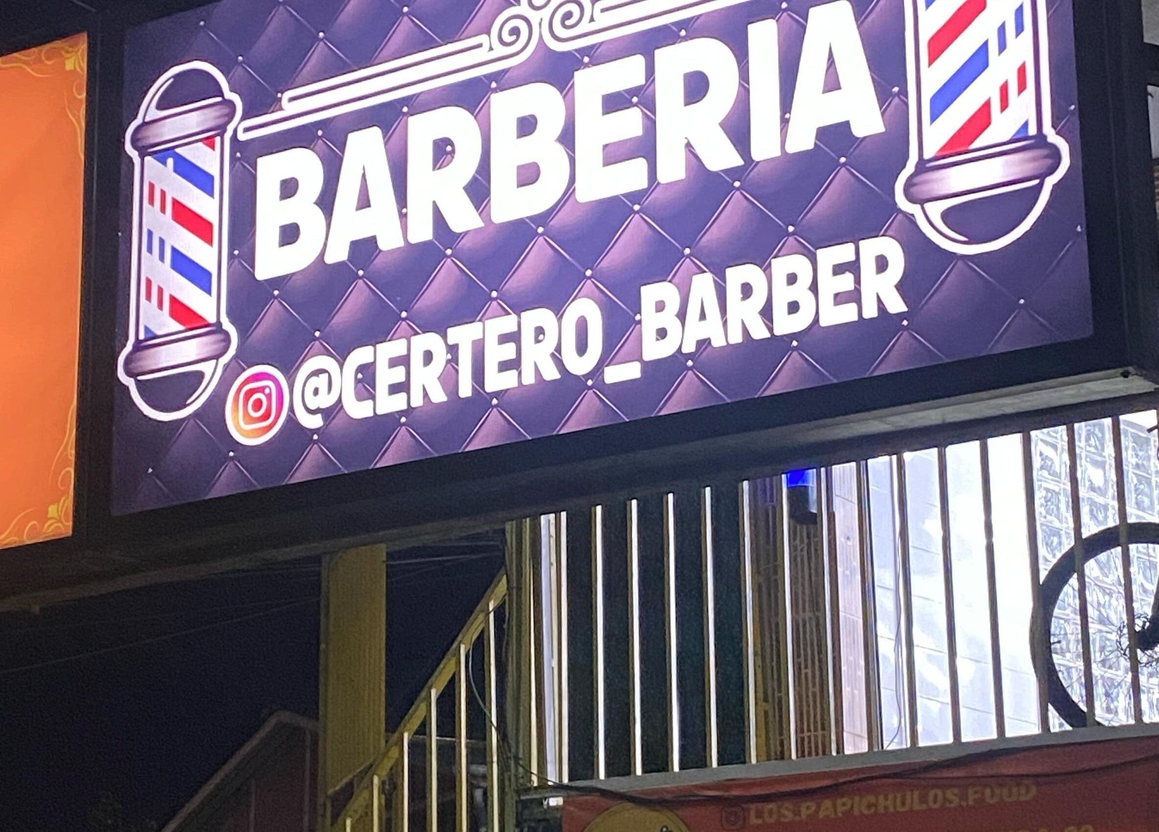 Certero Barber sign in Quilicura, Región Metropolitana, CL with classic barber pole design.