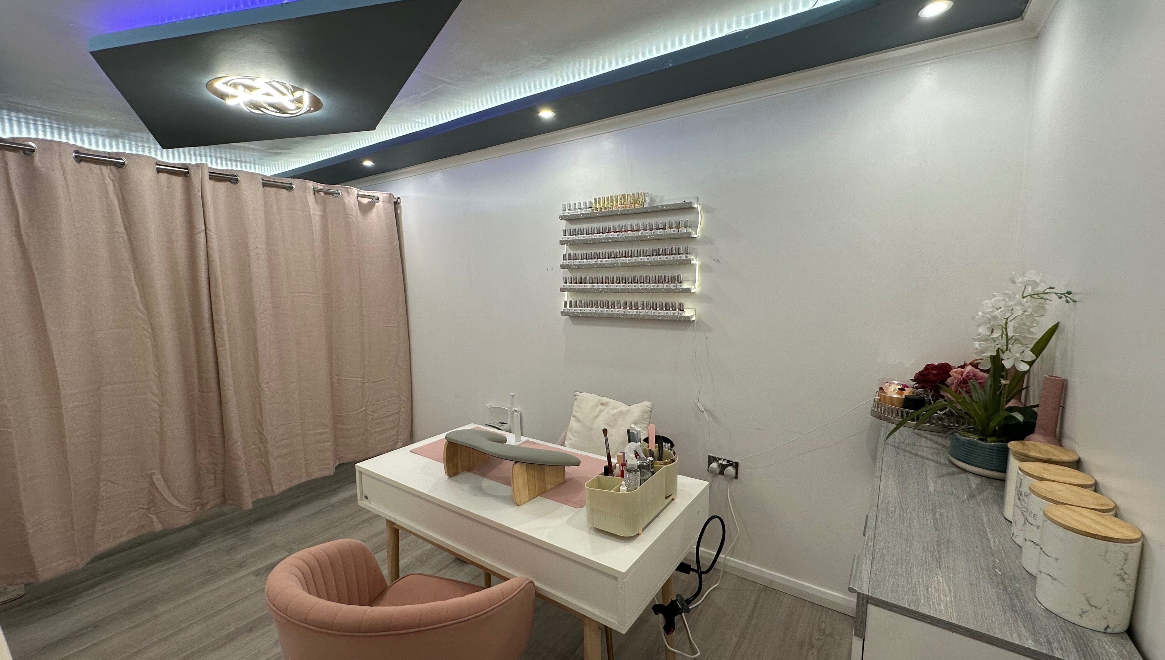 Elegant nail salon interior at Nails by Bon Washington, Washington, England, GB, featuring a stylish manicure station.