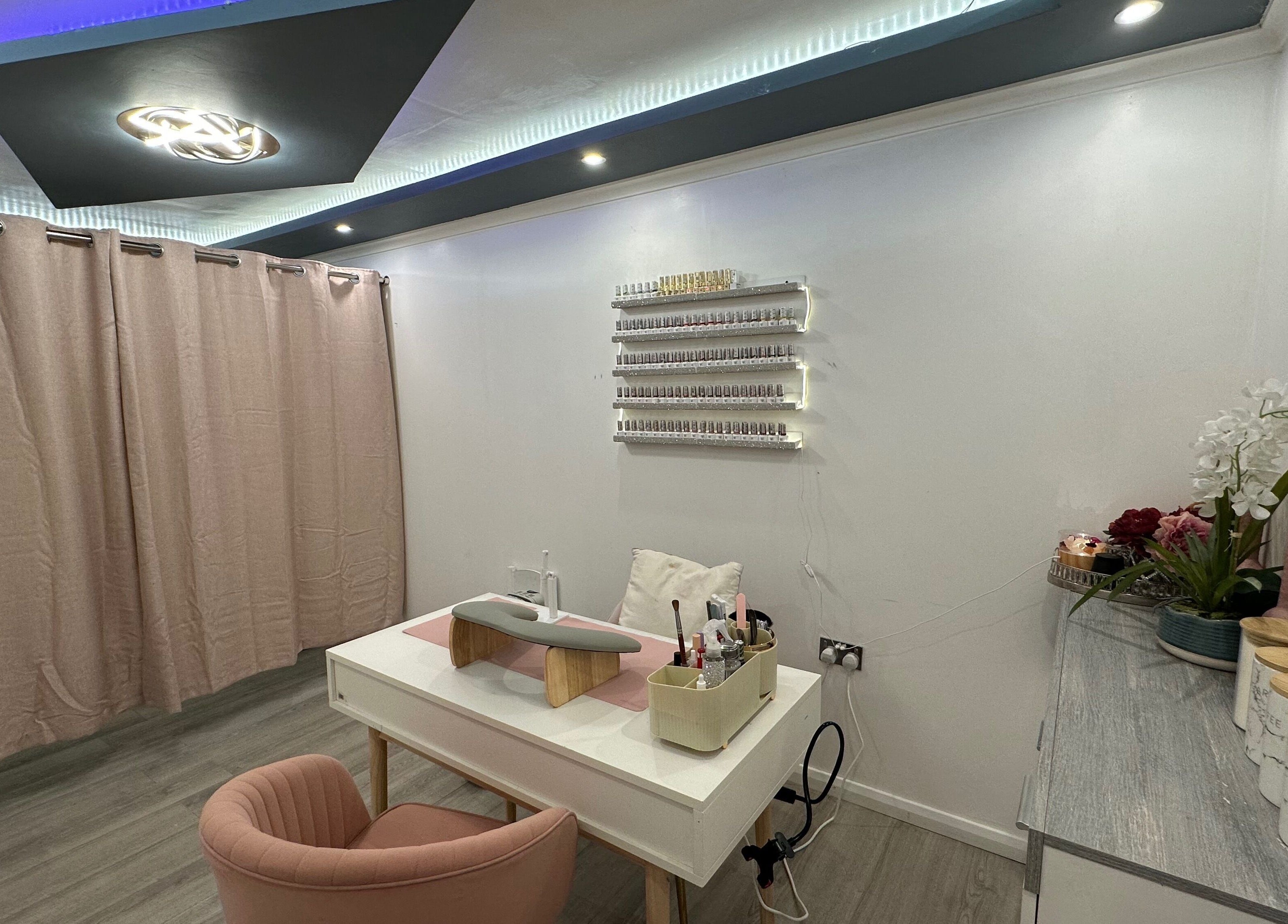 Elegant nail salon interior at Nails by Bon Washington, Washington, England, GB, featuring a stylish manicure station.