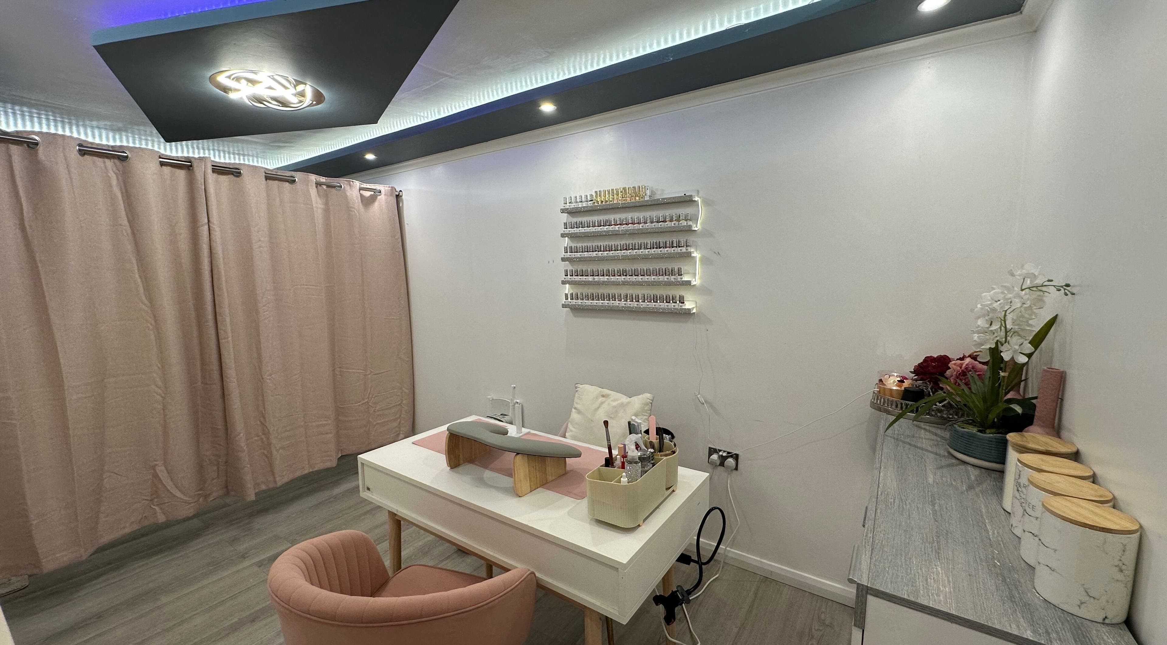 Elegant nail salon interior at Nails by Bon Washington, Washington, England, GB, featuring a stylish manicure station.