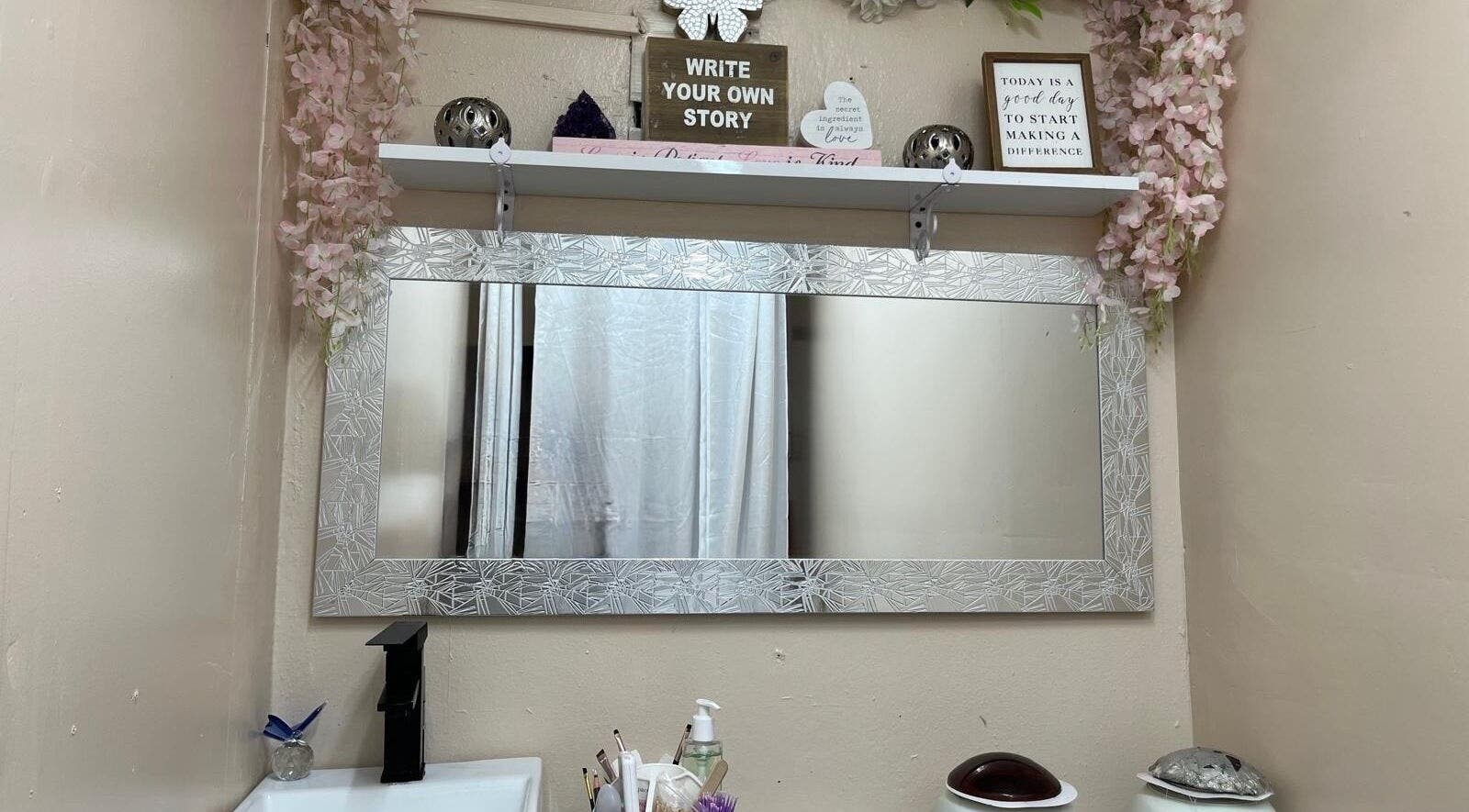 Elegant vanity area at Wax And Relax in Santo Domingo, Distrito Nacional, DO with inspiring decor.