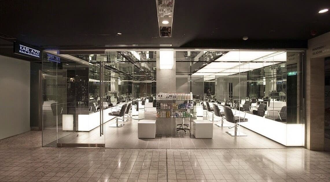 Modern salon interior at KARL AZZI Hairdressers - Westfield Sydney, Sydney, New South Wales, AU, showcasing sleek design.