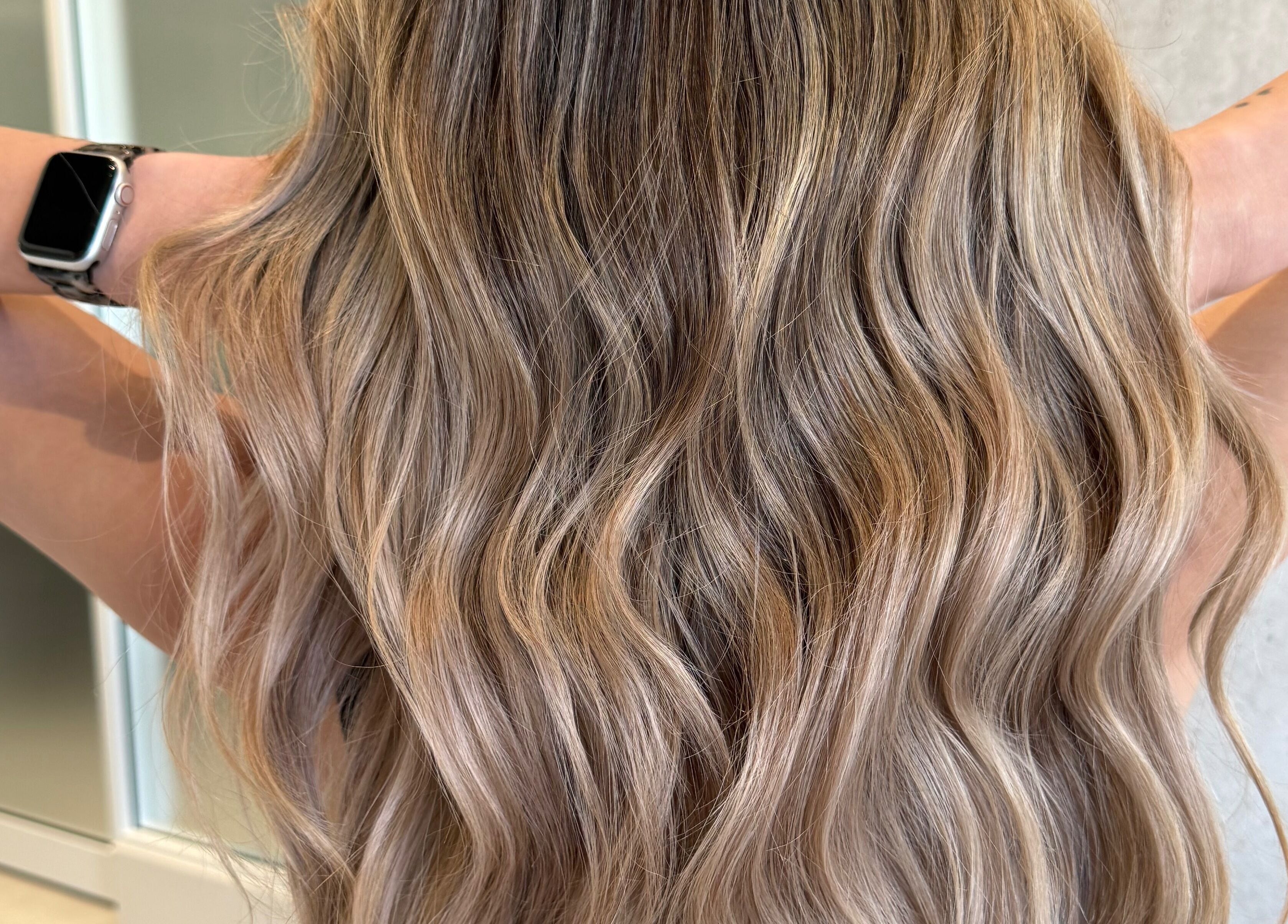 Luxurious wavy blonde hair at Kove Suite, Innaloo, Western Australia, AU salon.