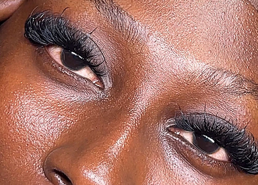 Closeup of elegant eyelash extensions at NK Aesthetics in Ibadan, Oyo, NG.