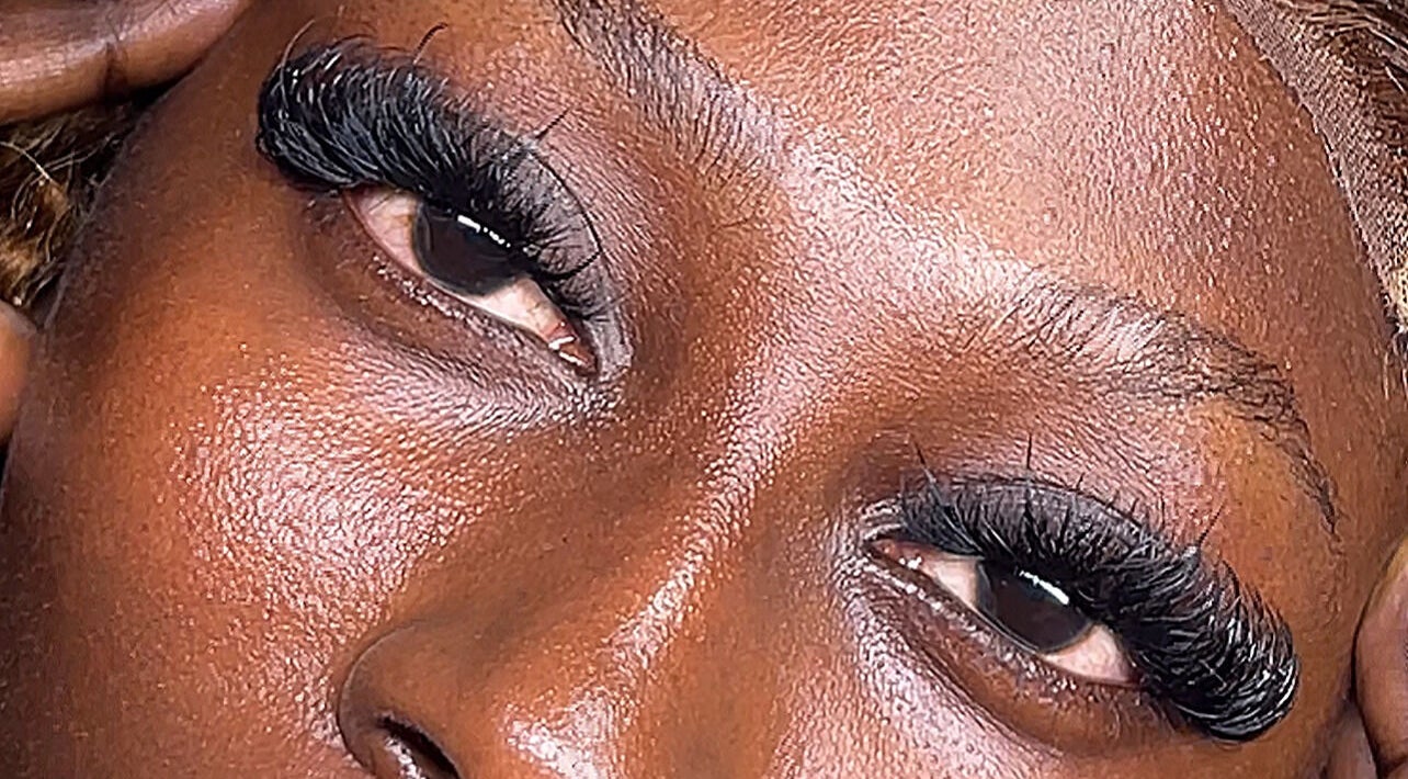 Closeup of elegant eyelash extensions at NK Aesthetics in Ibadan, Oyo, NG.