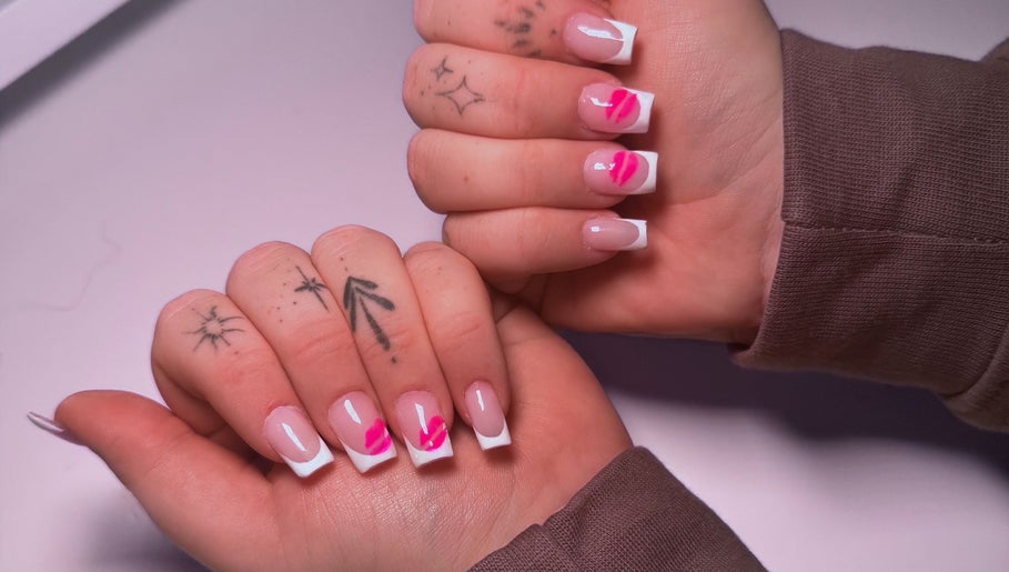 Elegant nail art featuring pink designs at ClawsByCasey, Gateshead, England, GB.