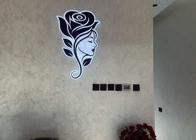 Elegant rose wall art at Velvet Rose Women Salon, Dubai, Dubai, AE, enhancing the salon's modern decor.