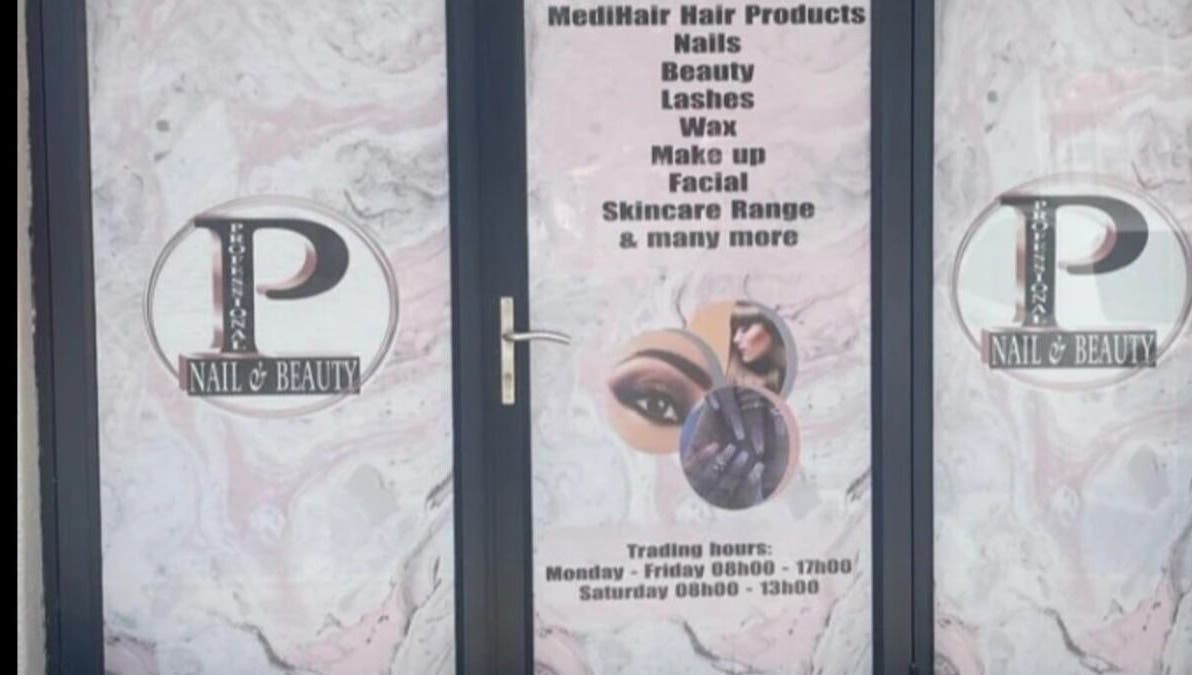 Entrance of Ef Nails in Vanderbijlpark, Gauteng, ZA showcasing nail and beauty services.