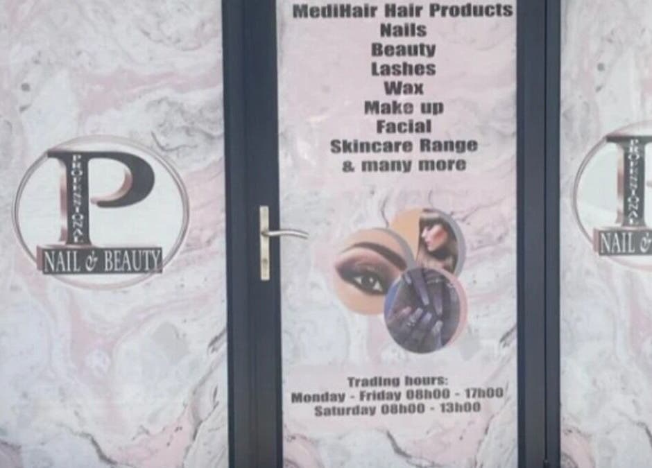 Entrance of Ef Nails in Vanderbijlpark, Gauteng, ZA showcasing nail and beauty services.