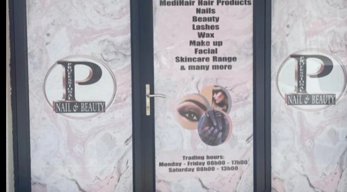 Entrance of Ef Nails in Vanderbijlpark, Gauteng, ZA showcasing nail and beauty services.