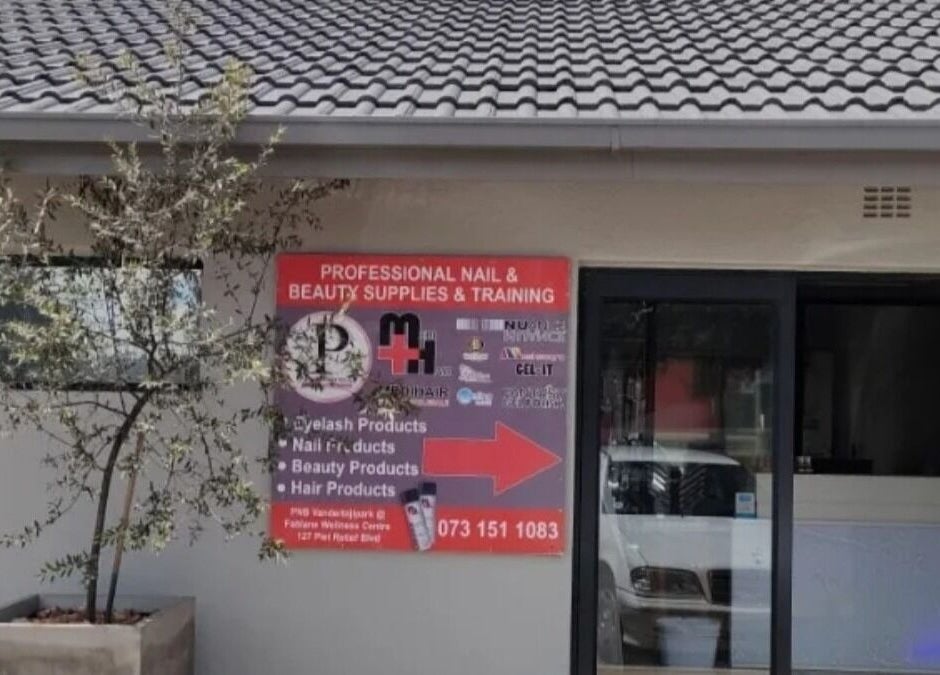 Exterior view of Ef Nails in Vanderbijlpark, Gauteng, ZA featuring professional nail and beauty supplies sign.