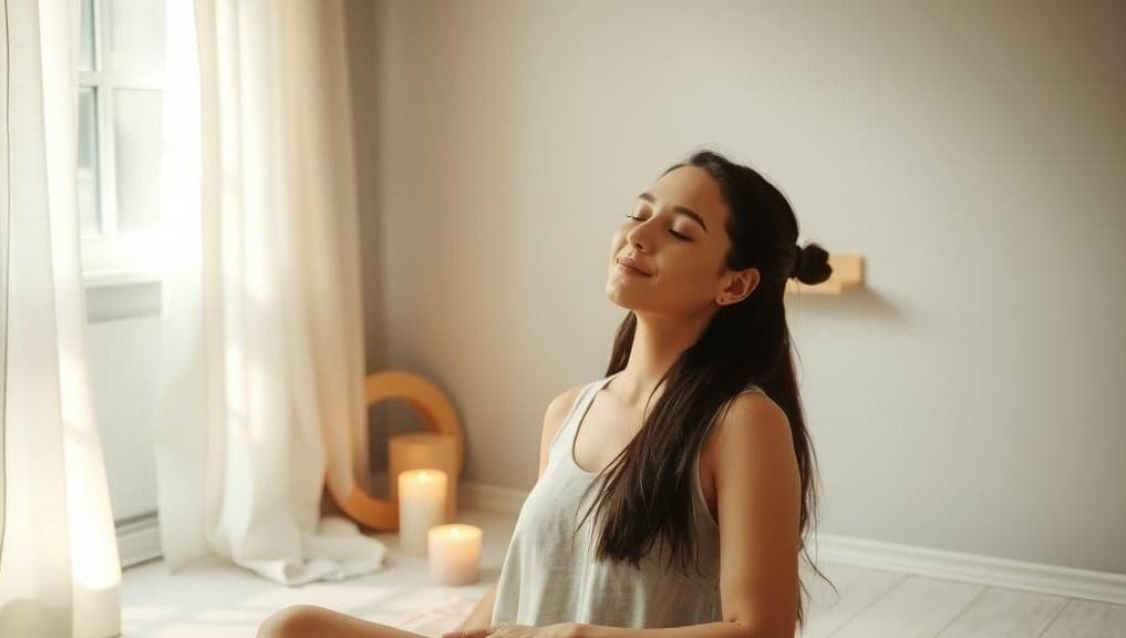 Woman enjoying peaceful ambiance at Benji spa, Brossard, Québec, CA.