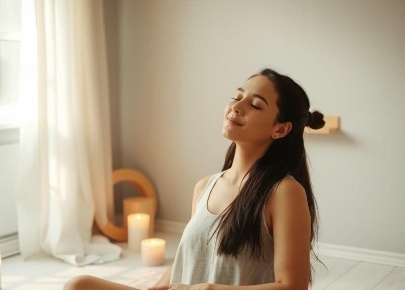 Woman enjoying peaceful ambiance at Benji spa, Brossard, Québec, CA.