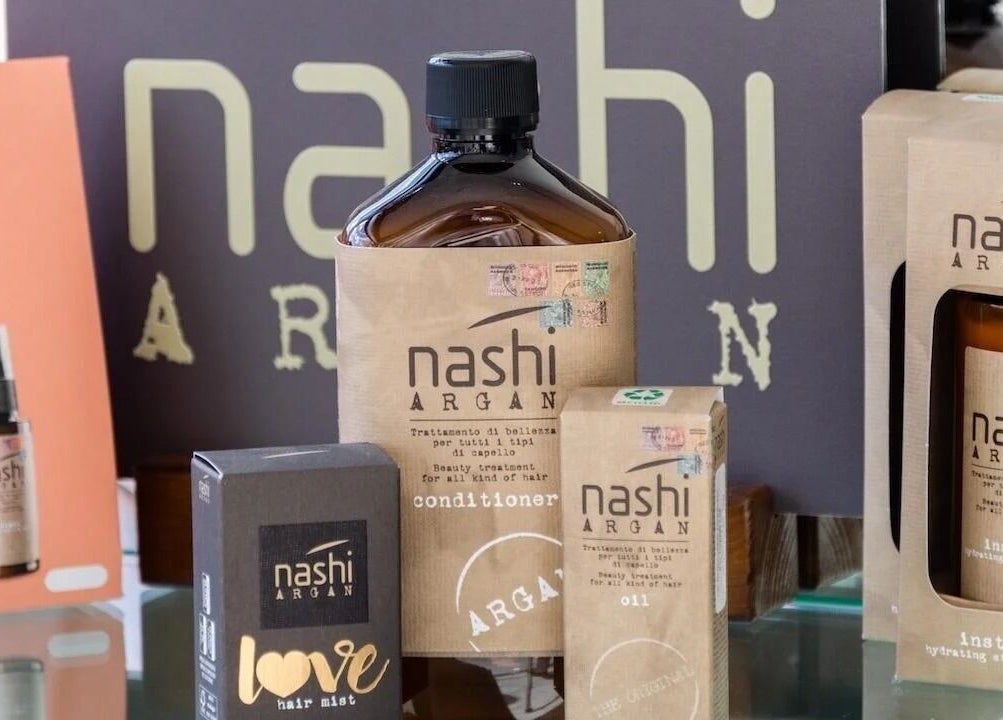 Nashi Argan products displayed at Studio N, West Wickham, England, GB. Perfect for hair care enthusiasts.