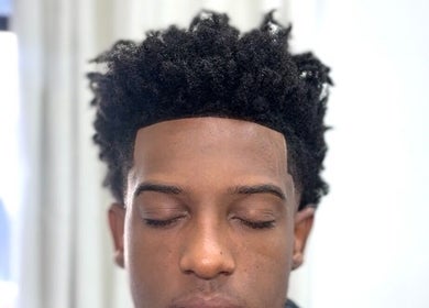 Close-up of stylish haircut at Sacred Diamond Lifestyle Club, Nashville, Tennessee, US.