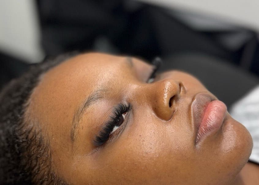 Lash extensions showcased at Blush Rush Studio, St. John’s, AG, highlighting beauty and artistry.