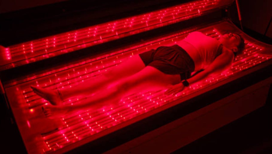 Relaxing red light therapy session at Think2be Healthy, North Lakes, Queensland, AU.