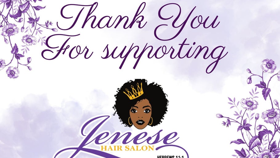 Thank you message with floral design at Jenesehairsalon, Curepe, Tunapuna/Piarco Regional Corporation, TT.