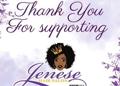 Thank you message with floral design at Jenesehairsalon, Curepe, Tunapuna/Piarco Regional Corporation, TT.