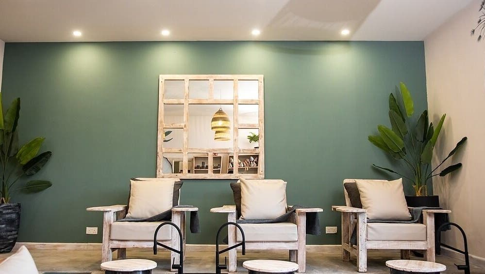 Serene seating area at Spa@primevenue in Lusaka, Lusaka Province, ZM with stylish décor.