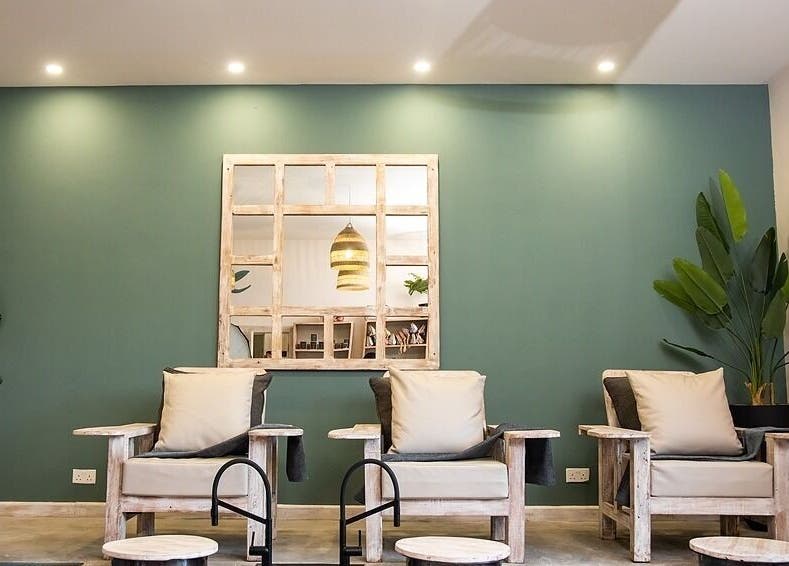 Serene seating area at Spa@primevenue in Lusaka, Lusaka Province, ZM with stylish décor.