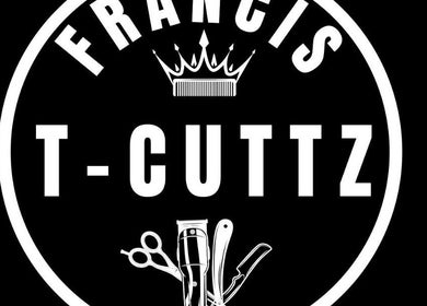 Logo of Francis T Cuttz, Auckland, NZ featuring a crown and barber tools, highlighting elegance and precision.