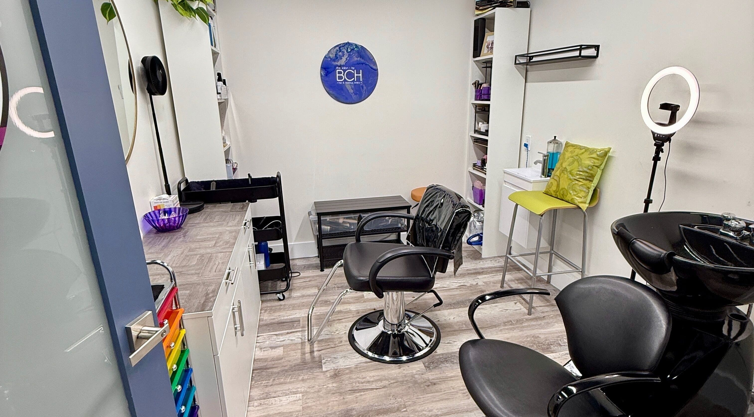 Modern salon interior at The Salon By BCH | Fort Lauderdale, featuring chairs and stylish decor in Fort Lauderdale, Florida, US.