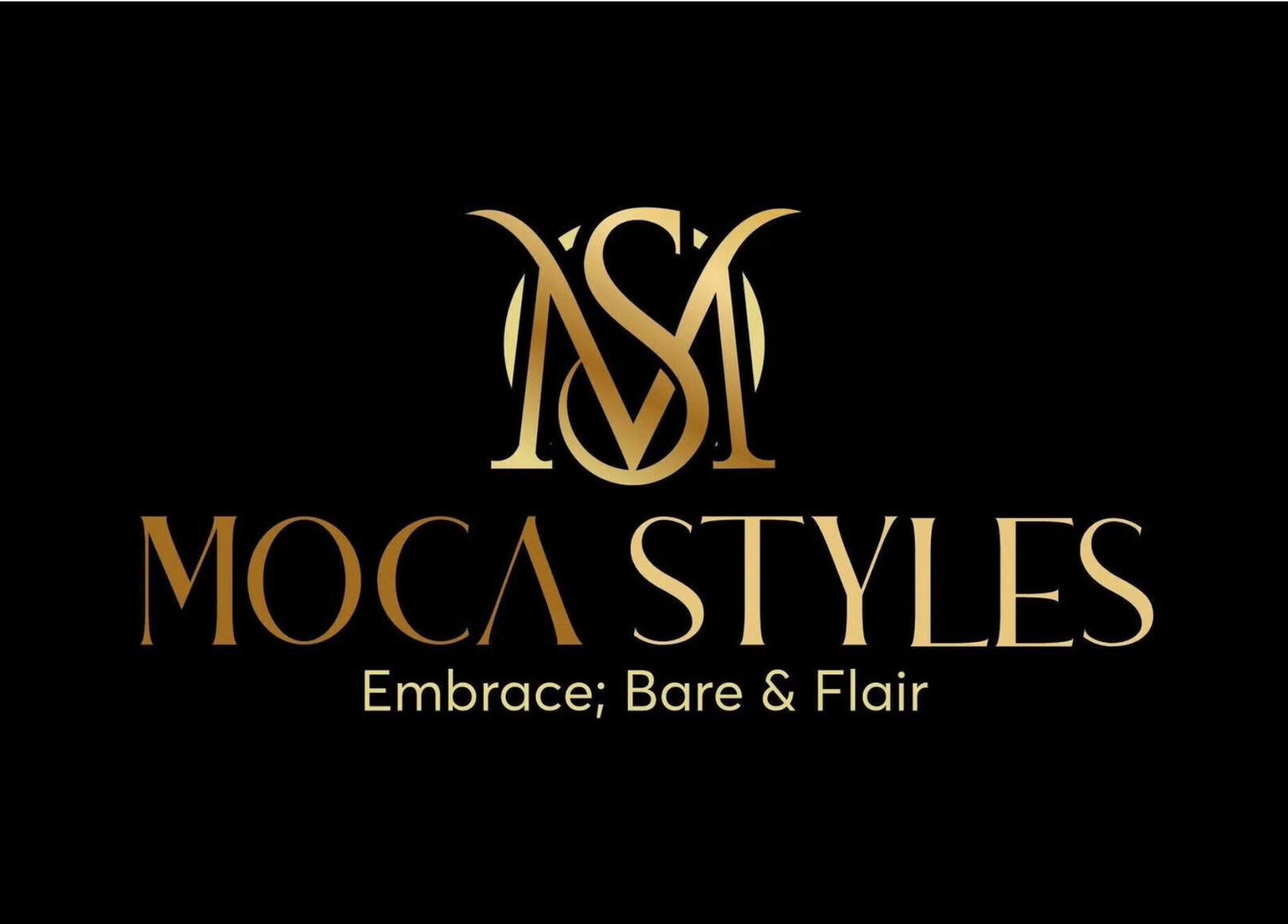 Elegant Moca Styles logo featuring gold text on black background in Lusaka, Lusaka Province, ZM.