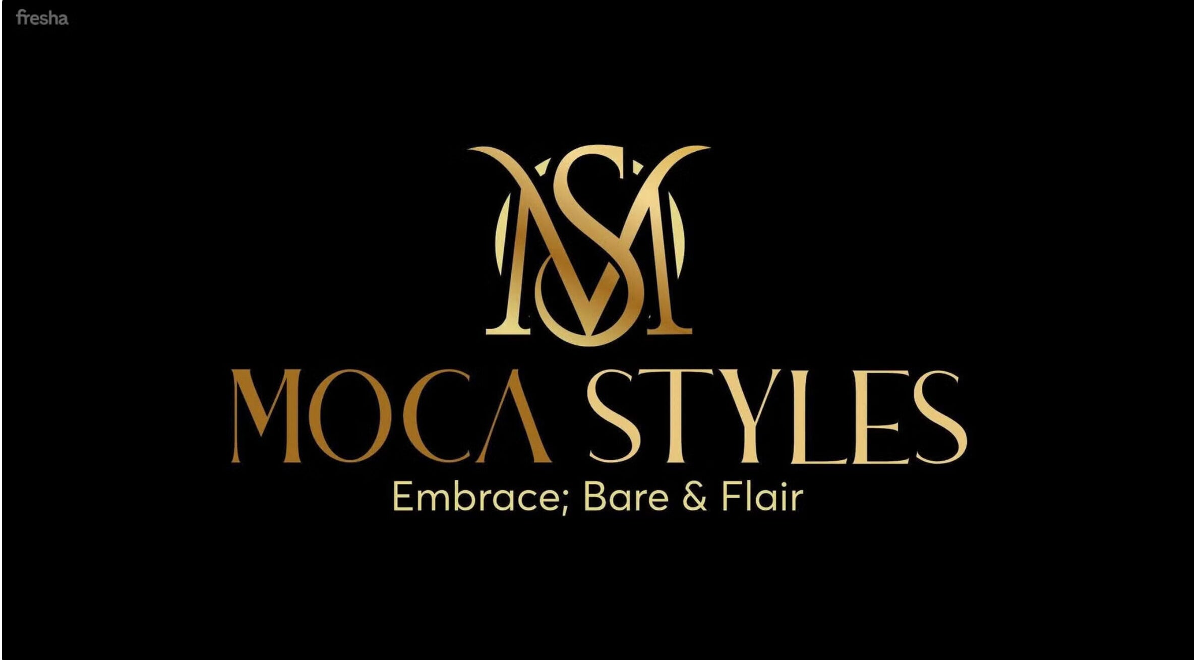 Elegant logo of Moca Styles in Lusaka, Lusaka Province, ZM showcasing gold typography on black background.