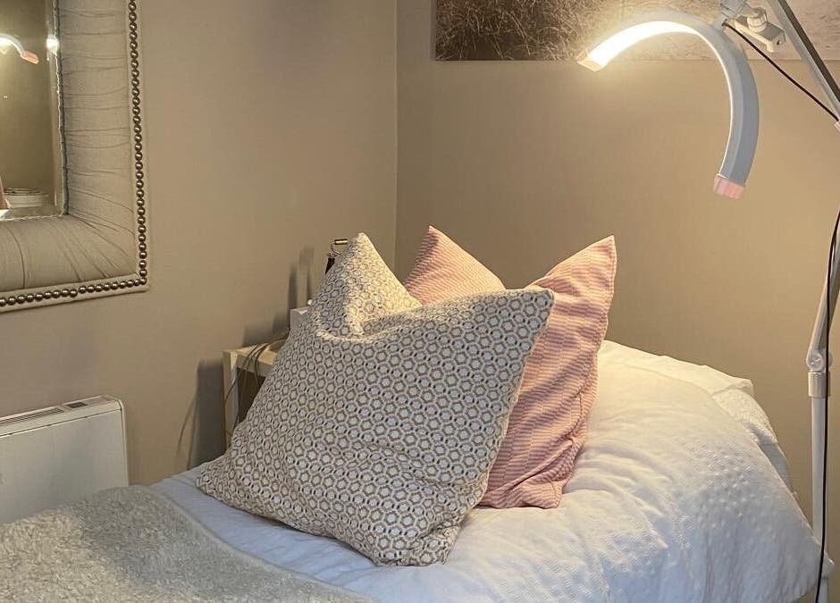 Relaxing treatment room at Glow by Siobhan, The Gym, 1A St Lawrence Rd, Howth, Dublin. Located in Dublin, County Dublin, IE.