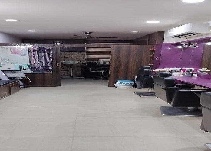 AHORA LUX salon interior with stylish chairs and lighting in Ludhiana, Punjab, IN.