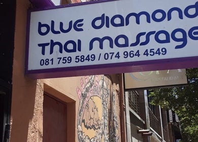 Blue Diamond Thai Massage sign in Cape Town, Western Cape, ZA, offering serene massage services.