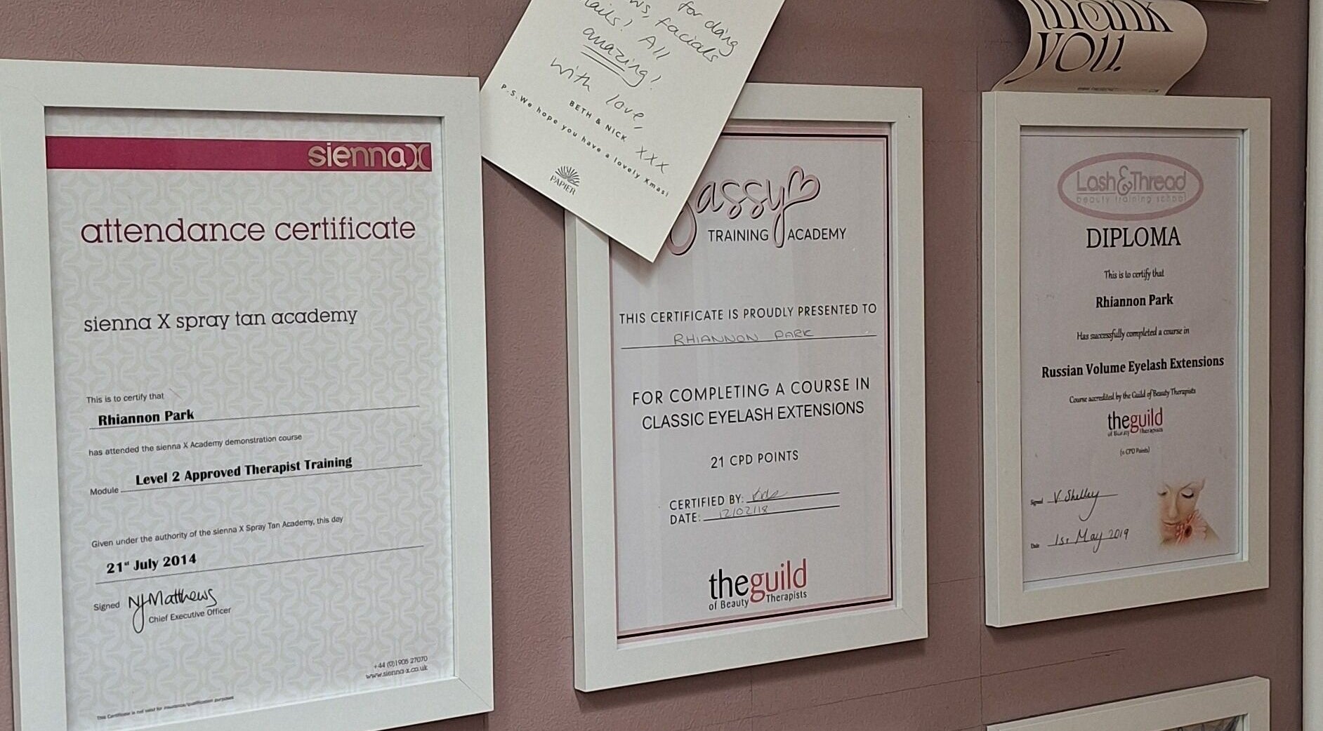 Certificates at THE FACE AND BODY COMPANY BEAUTY & AESTHETICS highlight expertise in Haywards Heath, England, GB.