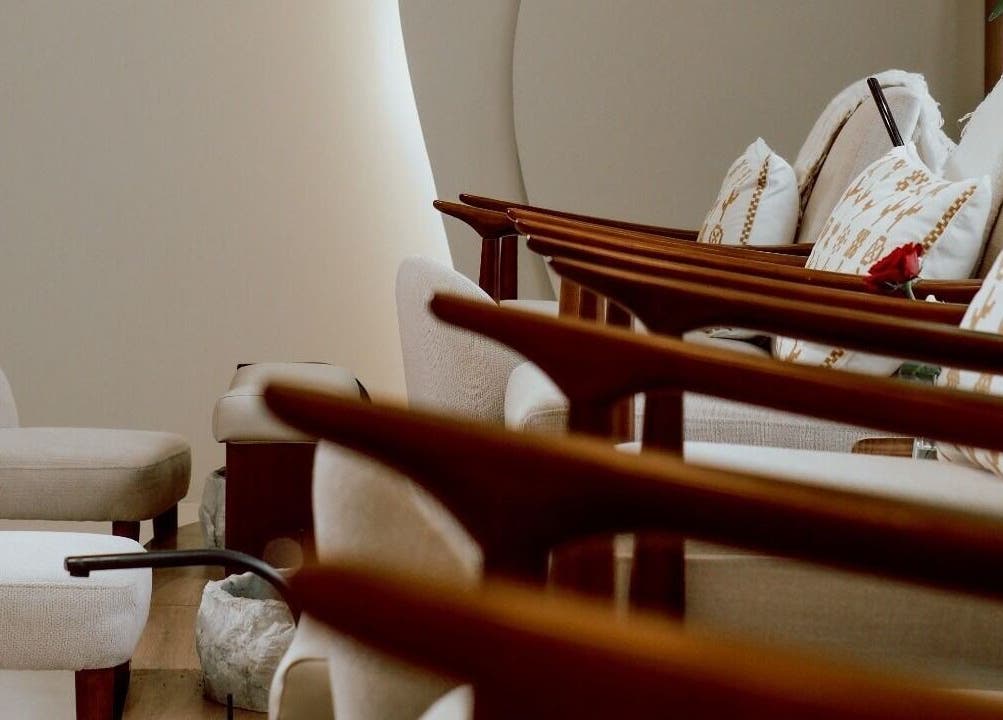 Elegant spa seating at Blend Spa, Sharjah, AE offers relaxation in a stylish ambiance.