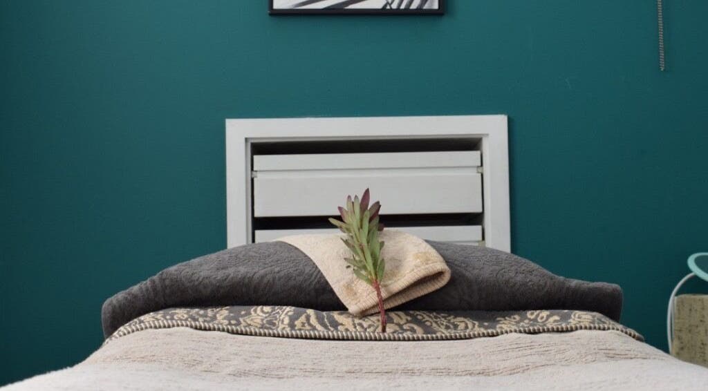 Relaxing treatment bed at Empire Nails and Beauty Studio, Sandton, Gauteng, ZA, with elegant decor.