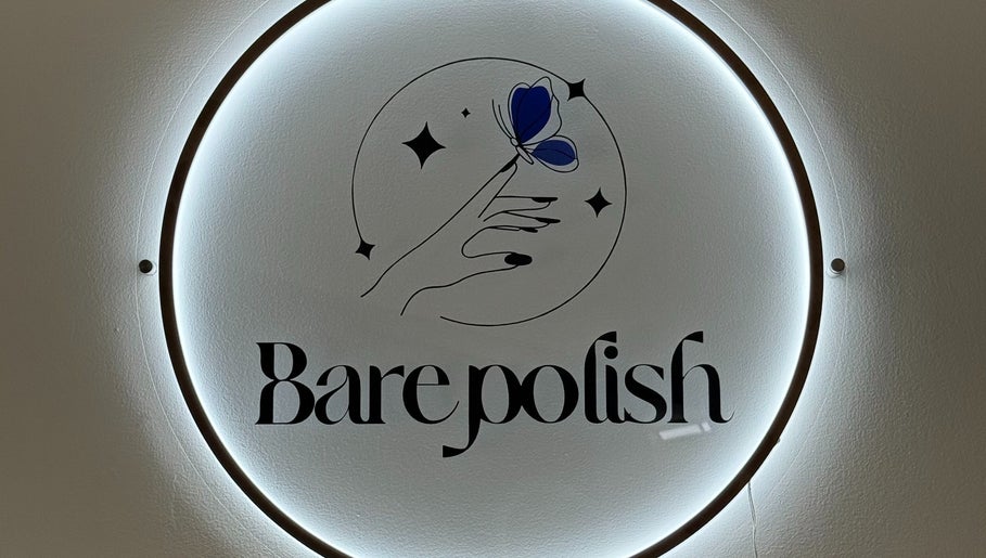 Elegant Barepolish logo with butterfly in Sterling, Virginia, US.