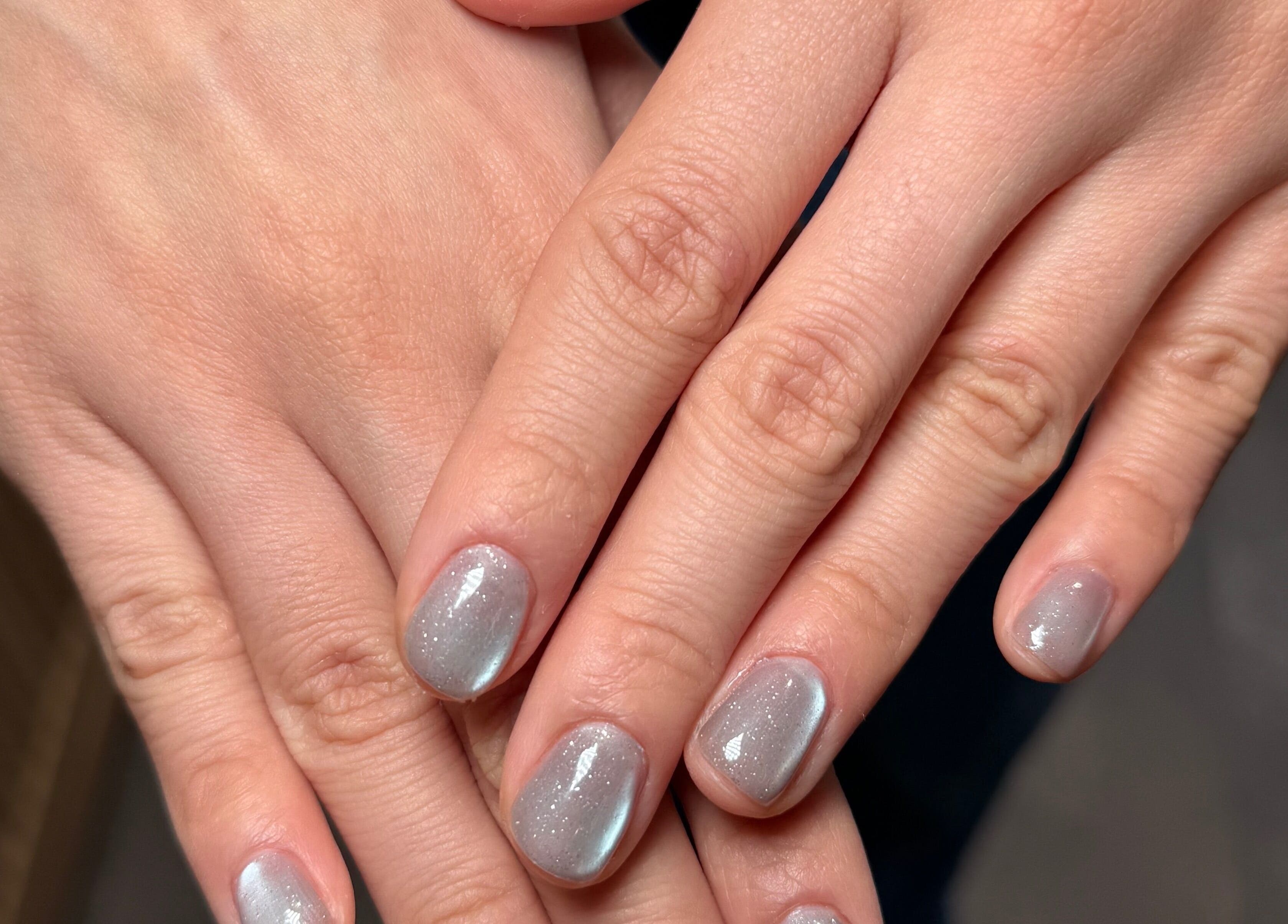 Close-up of shimmering nails at Barepolish in Sterling, Virginia, US, showcasing expert nail artistry.